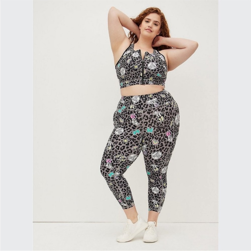 Torrid Disney Minnie MouseLeopard Print Active Set - Black and Gray - 5x